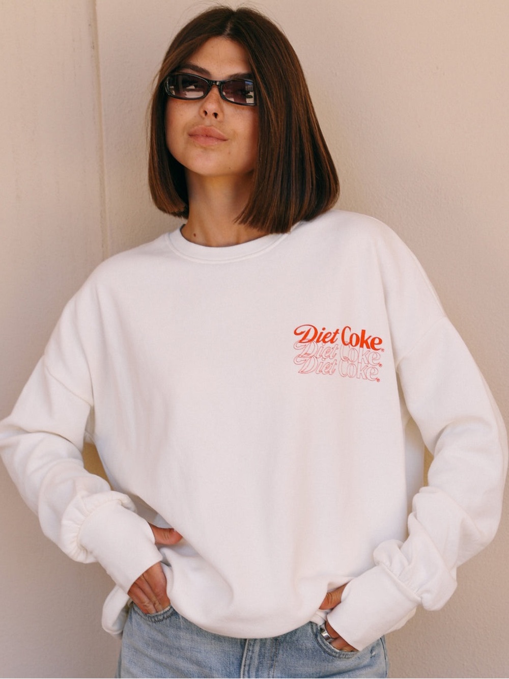 The Laundry Room Diet Coke Comin’ Up White Fleece Sweatshirt Jumper Size Large